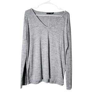 rag & bone gray knit v-neck long sleeve sweater, size L, EUC